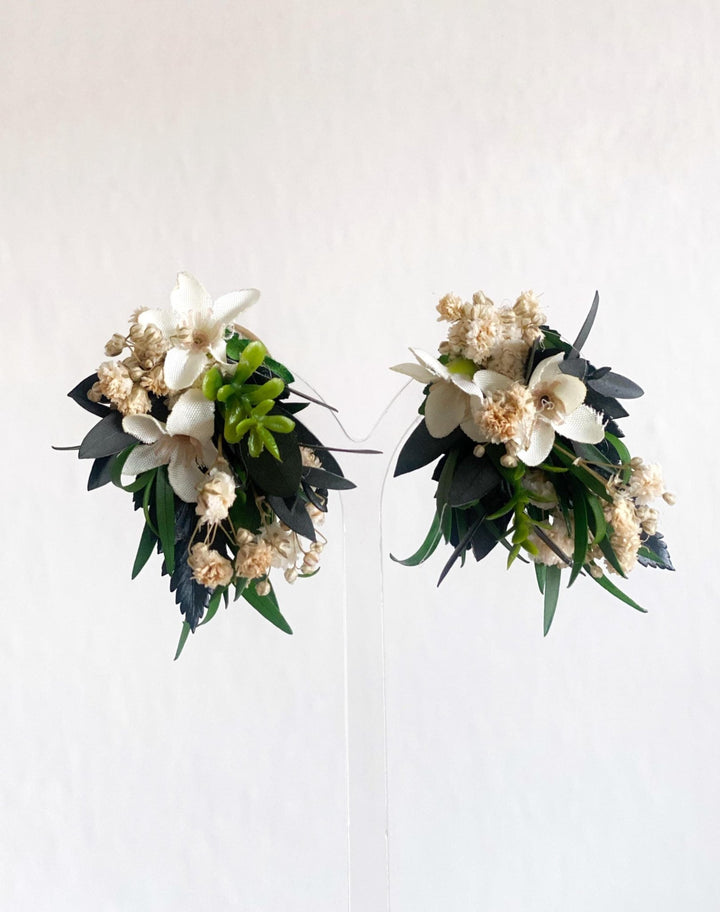 Greenery Flower Earrings: Fern Wedding Jewelry – handmade floral hair accessory by magaela