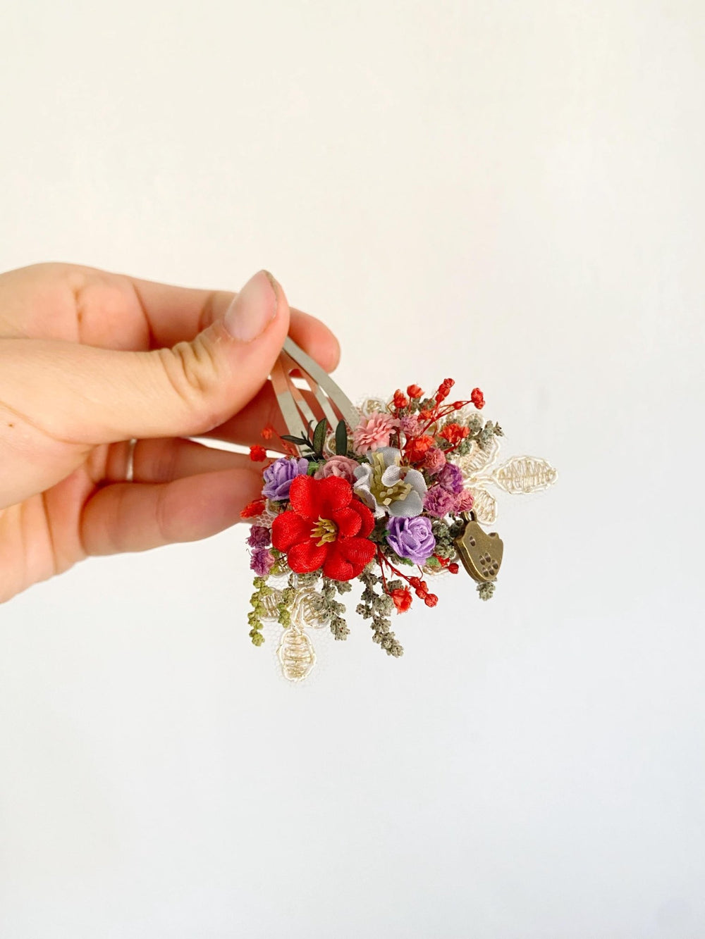 Flower Hair Clip: Bird & Lace - Wedding Hair Accessory – handmade floral hair accessory by magaela