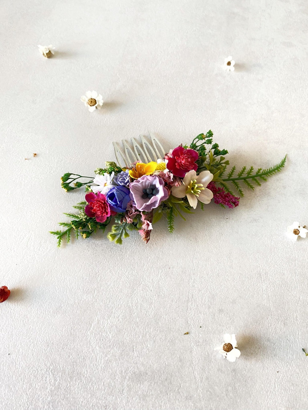 Wildflower Bridal Hair Comb: Boho Wedding Meadow Accessory – handmade floral hair accessory by magaela