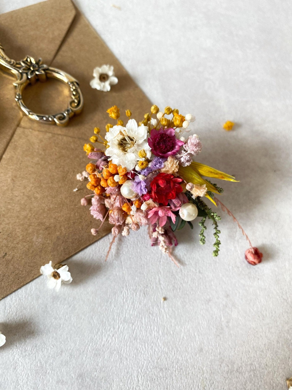 Cottagecore Flower Ring: Colorful Boho Floral Jewelry – handmade floral hair accessory by magaela