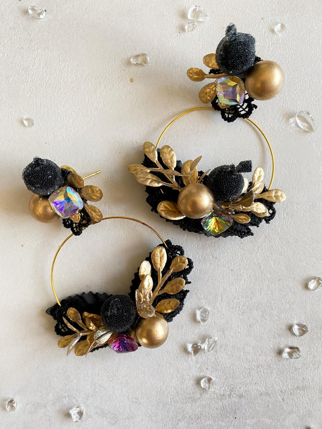 Gold Flower Circle Earrings: Bridal Jewelry, Blackberries – handmade floral hair accessory by magaela