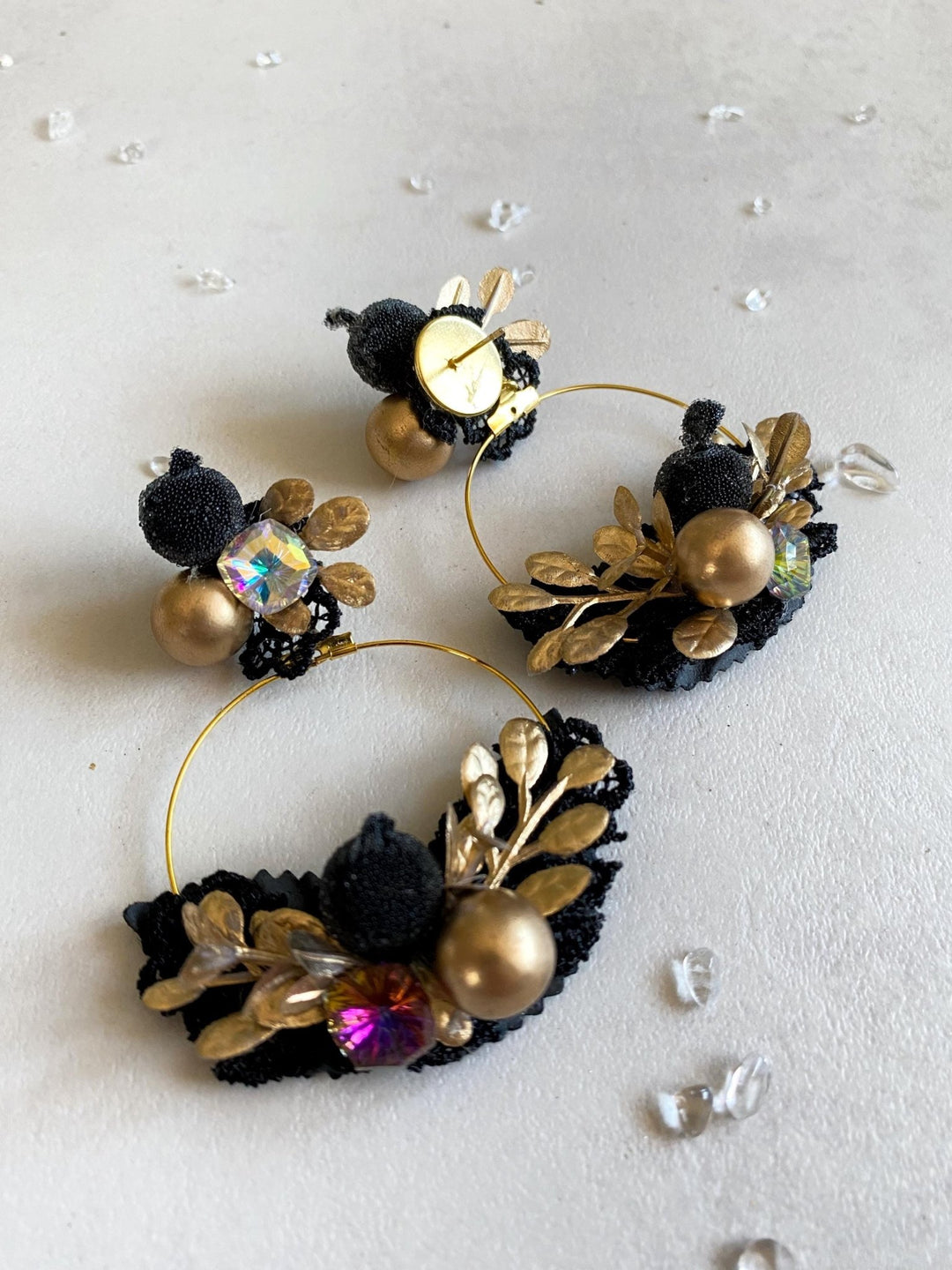 Gold Flower Circle Earrings: Bridal Jewelry, Blackberries – handmade floral hair accessory by magaela