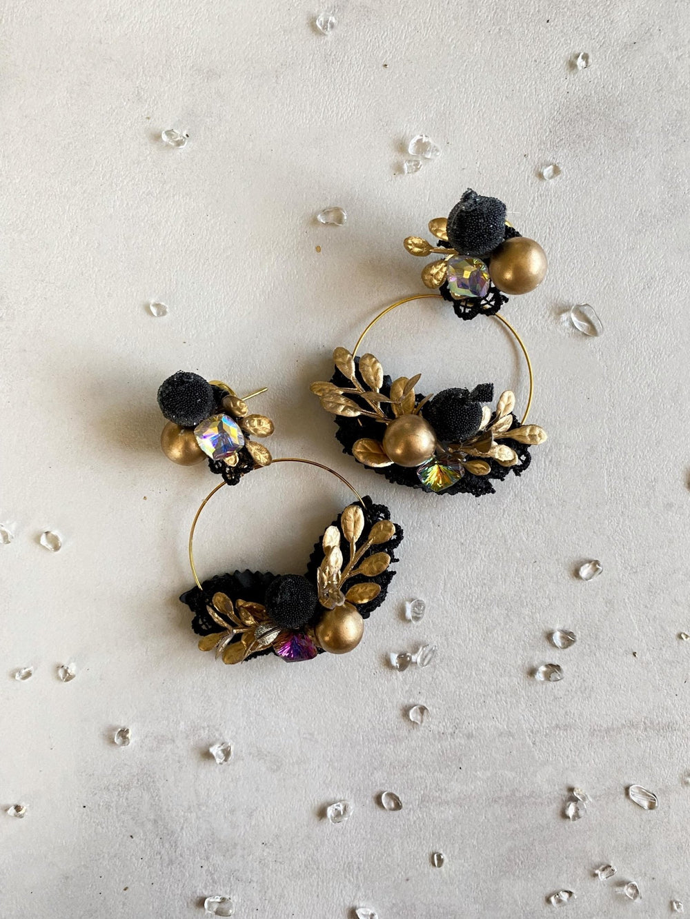 Gold Flower Circle Earrings: Bridal Jewelry, Blackberries – handmade floral hair accessory by magaela