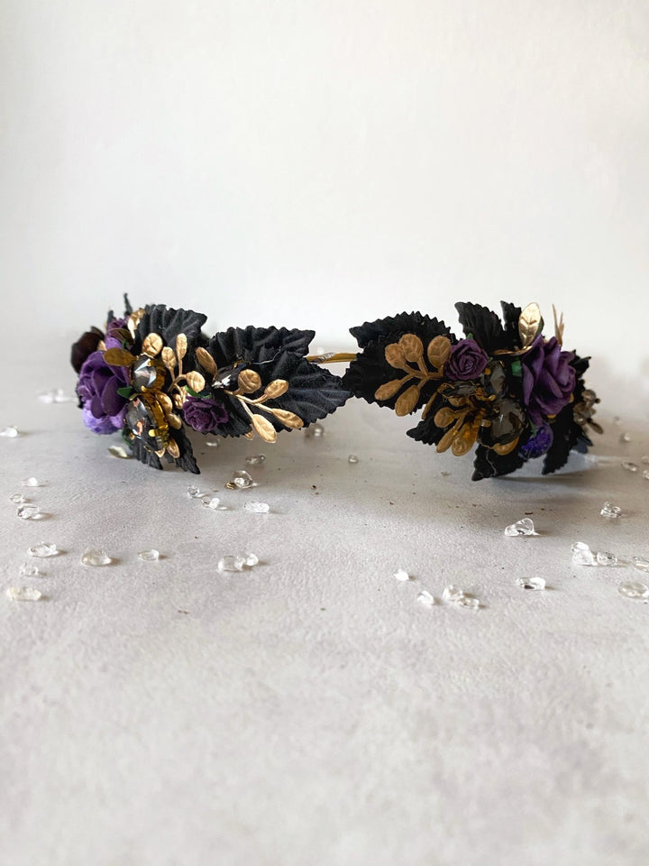 Purple Flower Tiara: Glamour Bridal Crown, Fantasy Wedding – handmade floral hair accessory by magaela