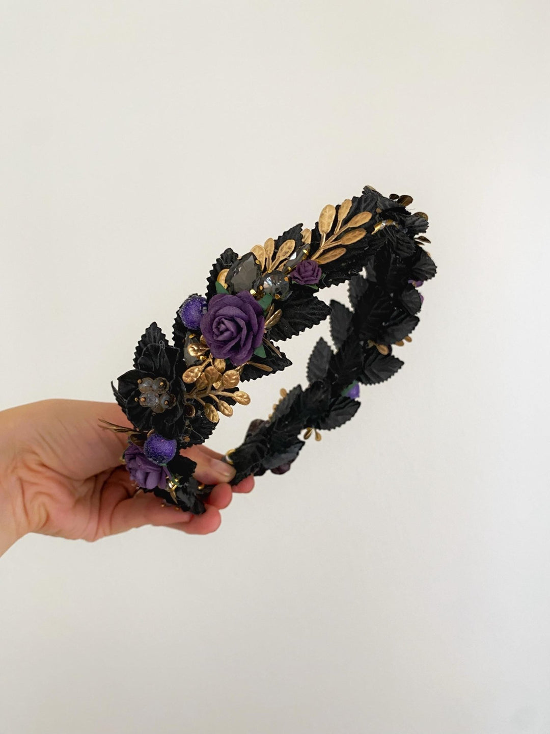 Purple Flower Tiara: Glamour Bridal Crown, Fantasy Wedding – handmade floral hair accessory by magaela