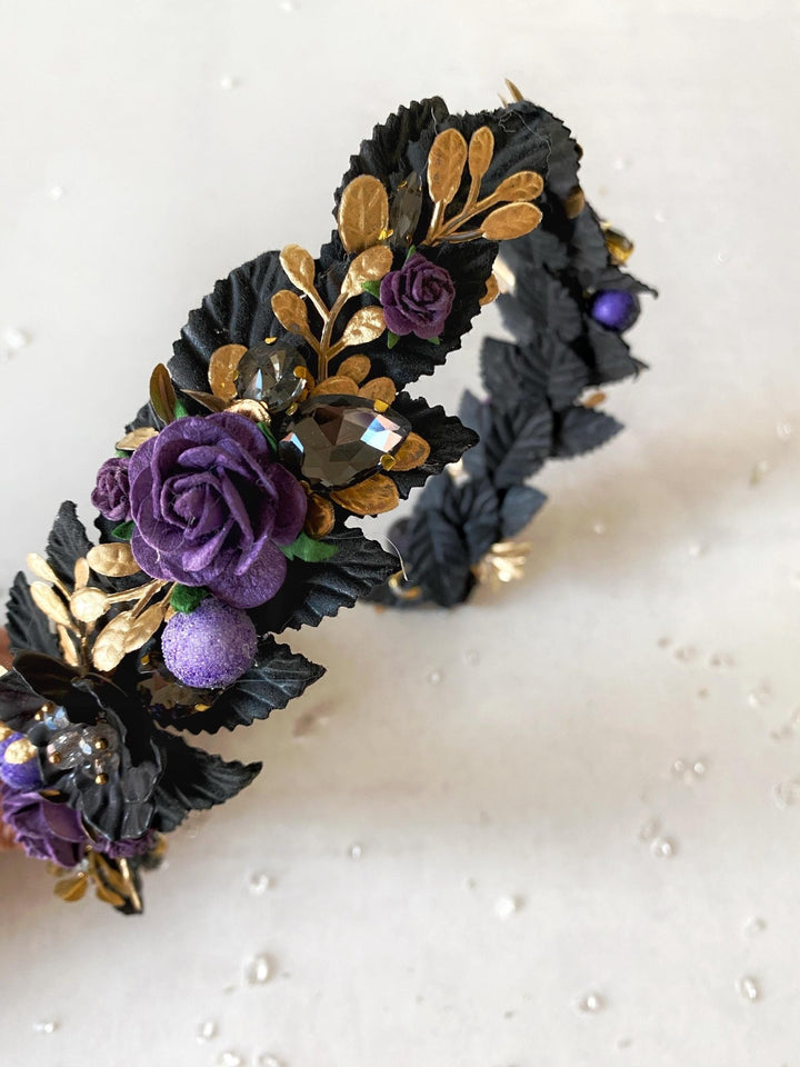 Purple Flower Tiara: Glamour Bridal Crown, Fantasy Wedding – handmade floral hair accessory by magaela