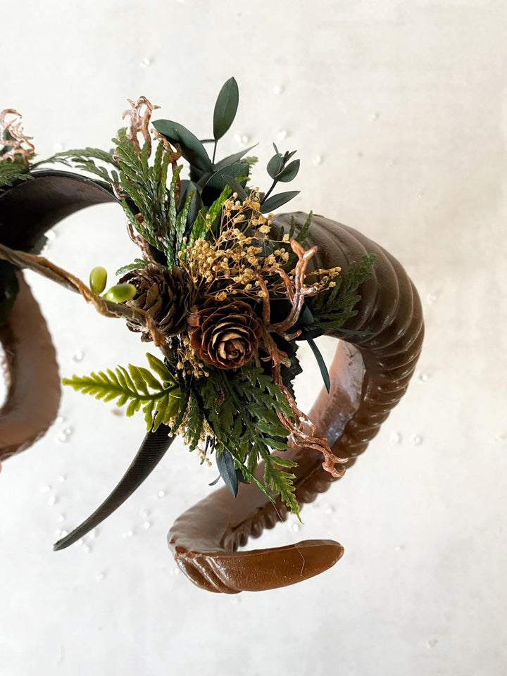 Woodland Horn Headband & Tiara – Pagan Costume Headpiece for Samhain, Halloween, Fantasy Weddings – handmade floral hair accessory by magaela