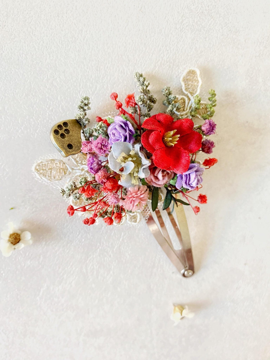 Flower Hair Clip: Bird & Lace - Wedding Hair Accessory – handmade floral hair accessory by magaela