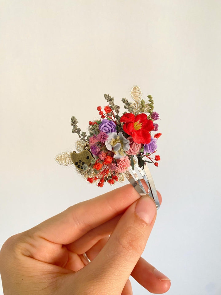 Flower Hair Clip: Bird & Lace - Wedding Hair Accessory – handmade floral hair accessory by magaela