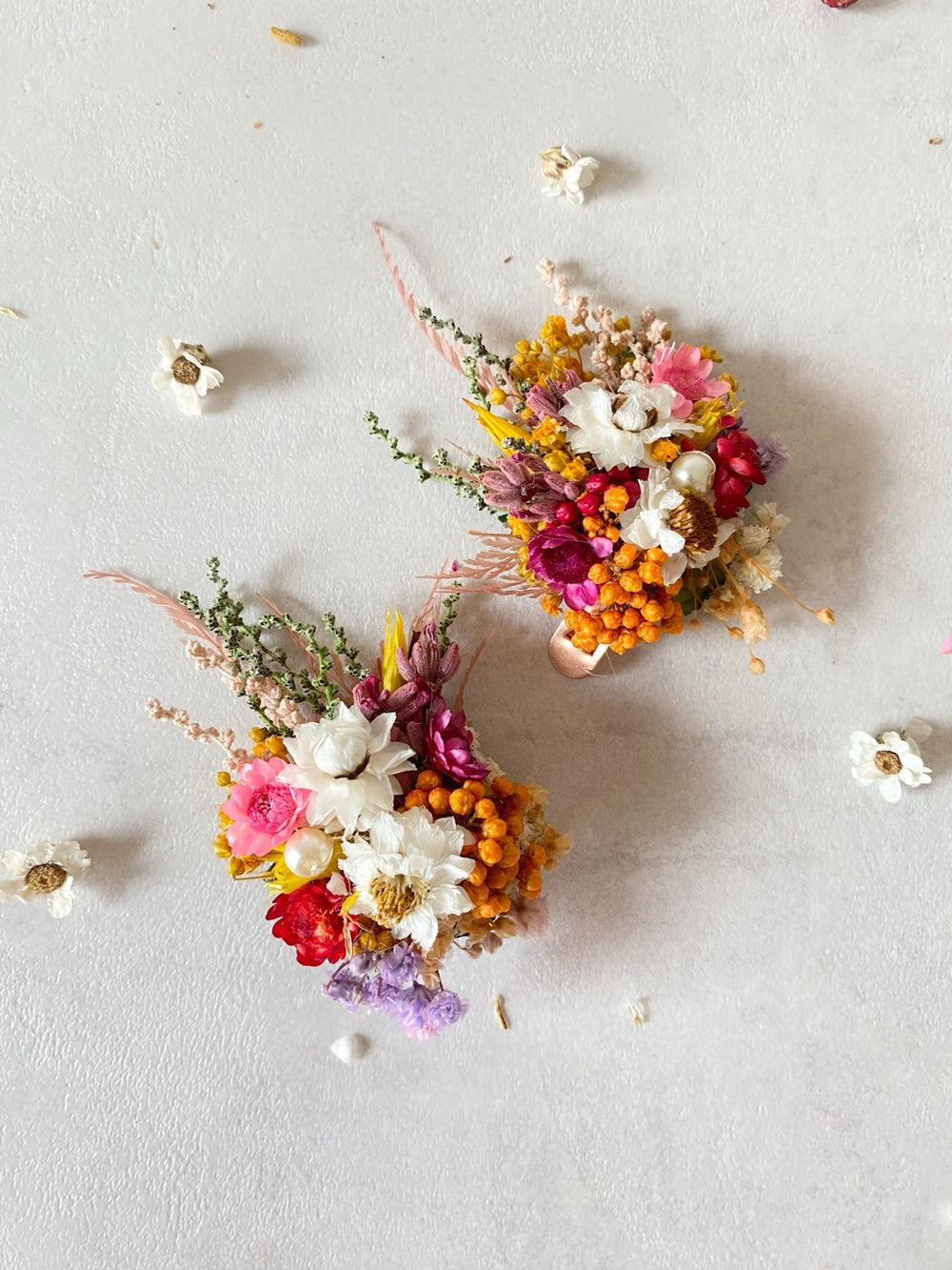 Cottagecore Meadow Flower Shoe Clips: Bridal Wedding Floral Decoration – handmade floral hair accessory by magaela