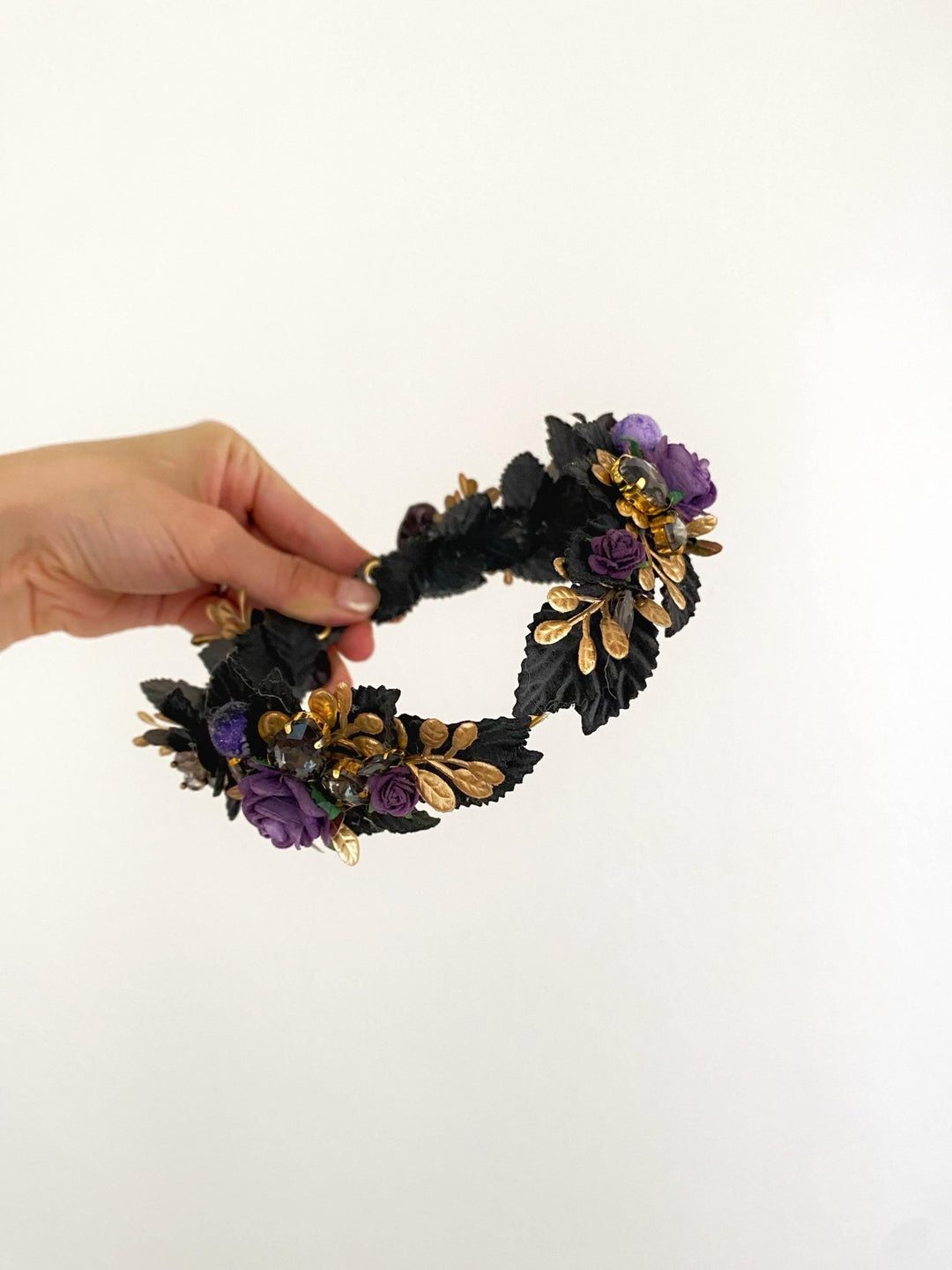 Purple Flower Tiara: Glamour Bridal Crown, Fantasy Wedding – handmade floral hair accessory by magaela