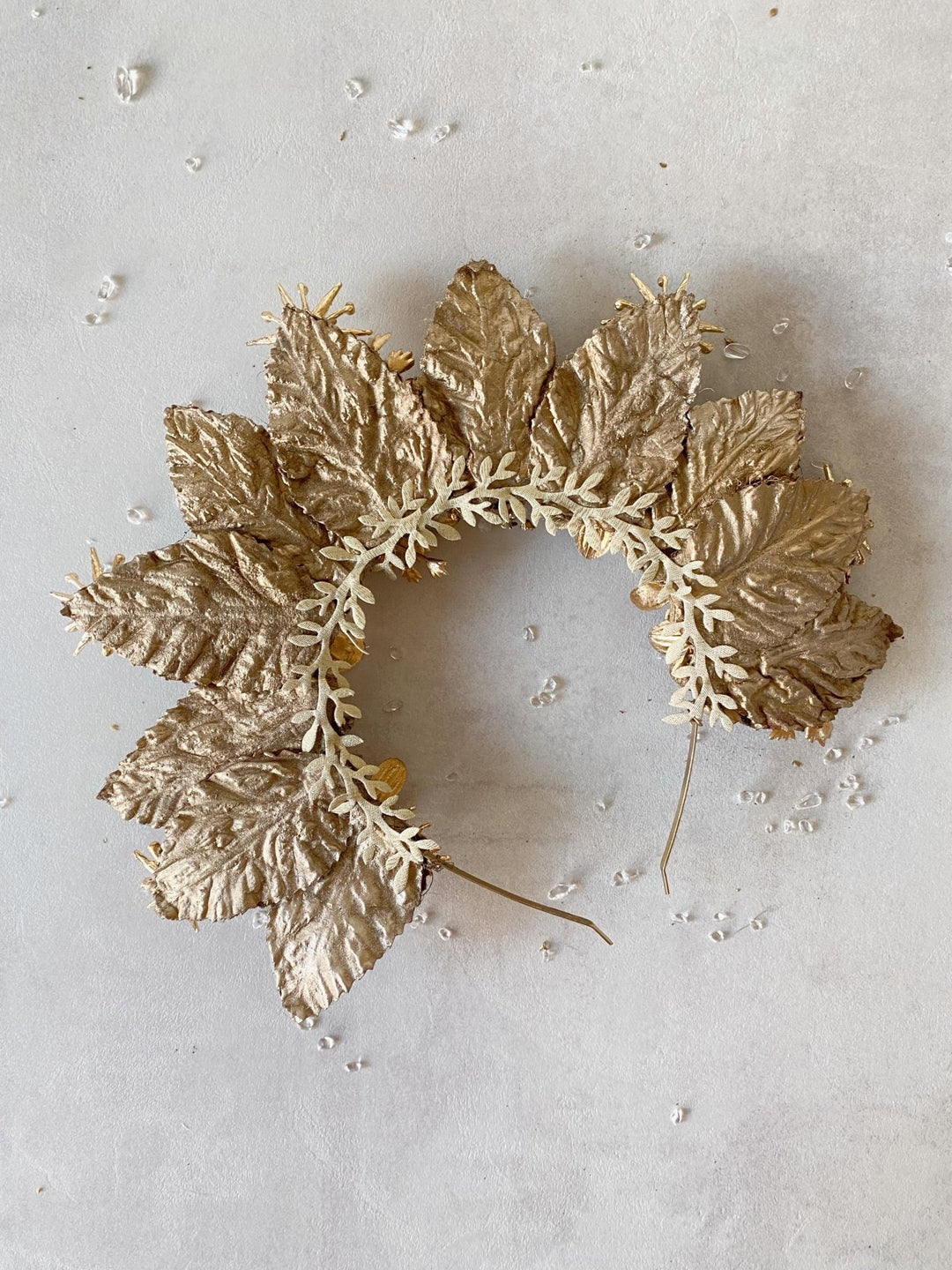 Gold Halo Crown: Luxury Bridal Headpiece, Couture Wedding – handmade floral hair accessory by magaela