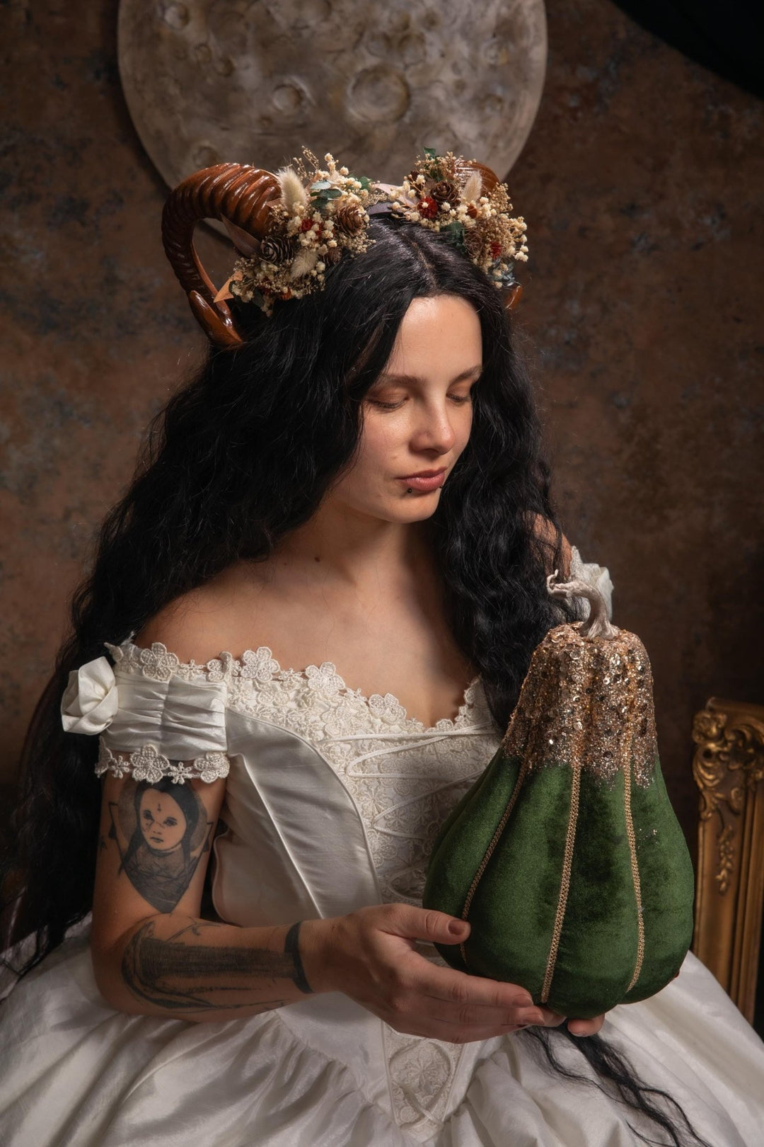 Woodland Horns Headband: Wicca Pagan Crown with Pine Cones – handmade floral hair accessory by magaela