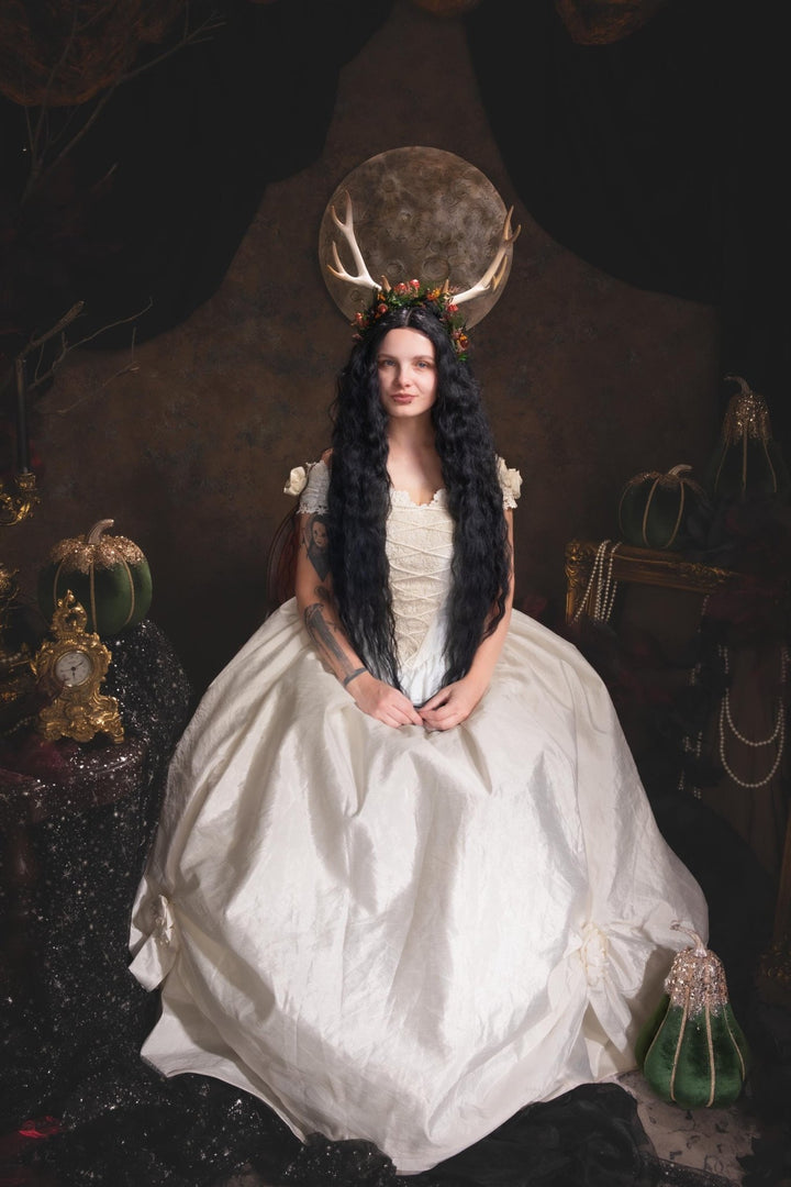 Mushroom Antler Headpiece: Woodland Fairycore Crown – handmade floral hair accessory by magaela