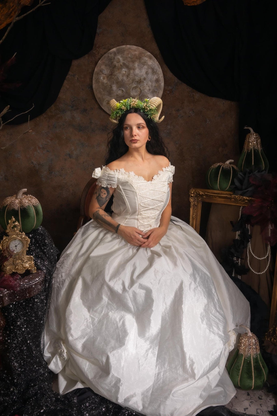 Greenery Horns Crown: Handmade Fairycore Headband – handmade floral hair accessory by magaela