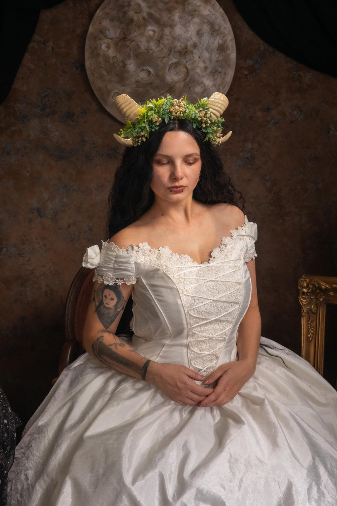 Greenery Horns Crown: Handmade Fairycore Headband – handmade floral hair accessory by magaela