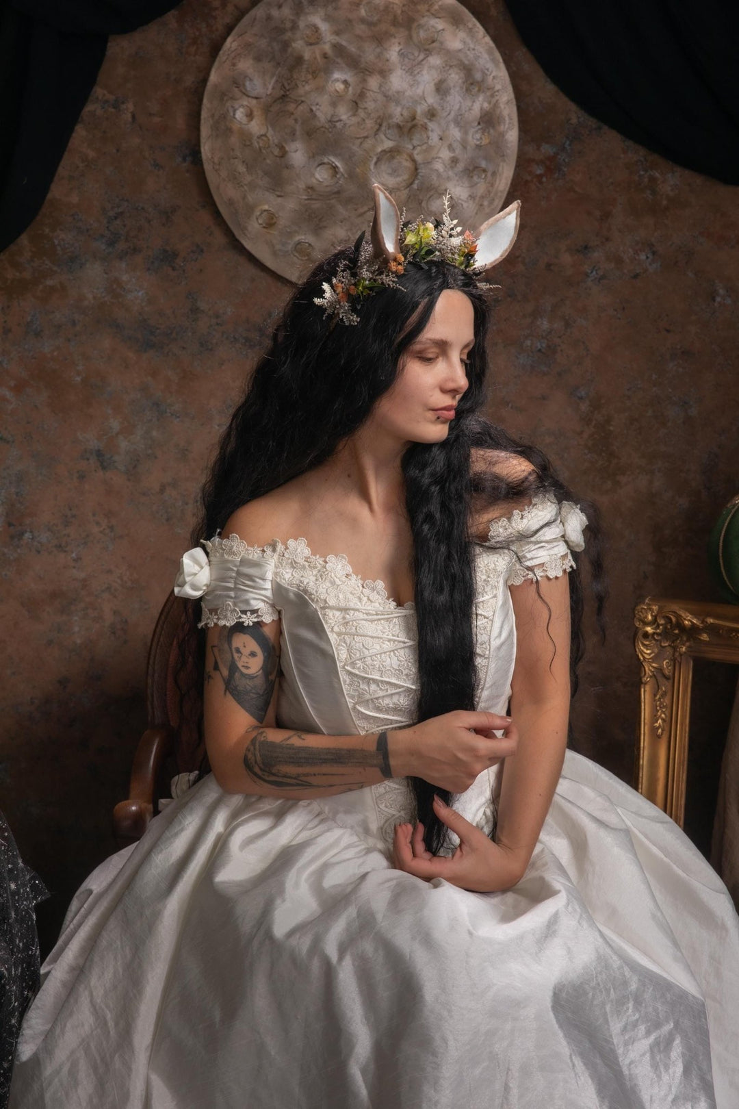 Woodland Deer Ears Headpiece: Fairytale Flower Crown, Cosplay Costume – handmade floral hair accessory by magaela