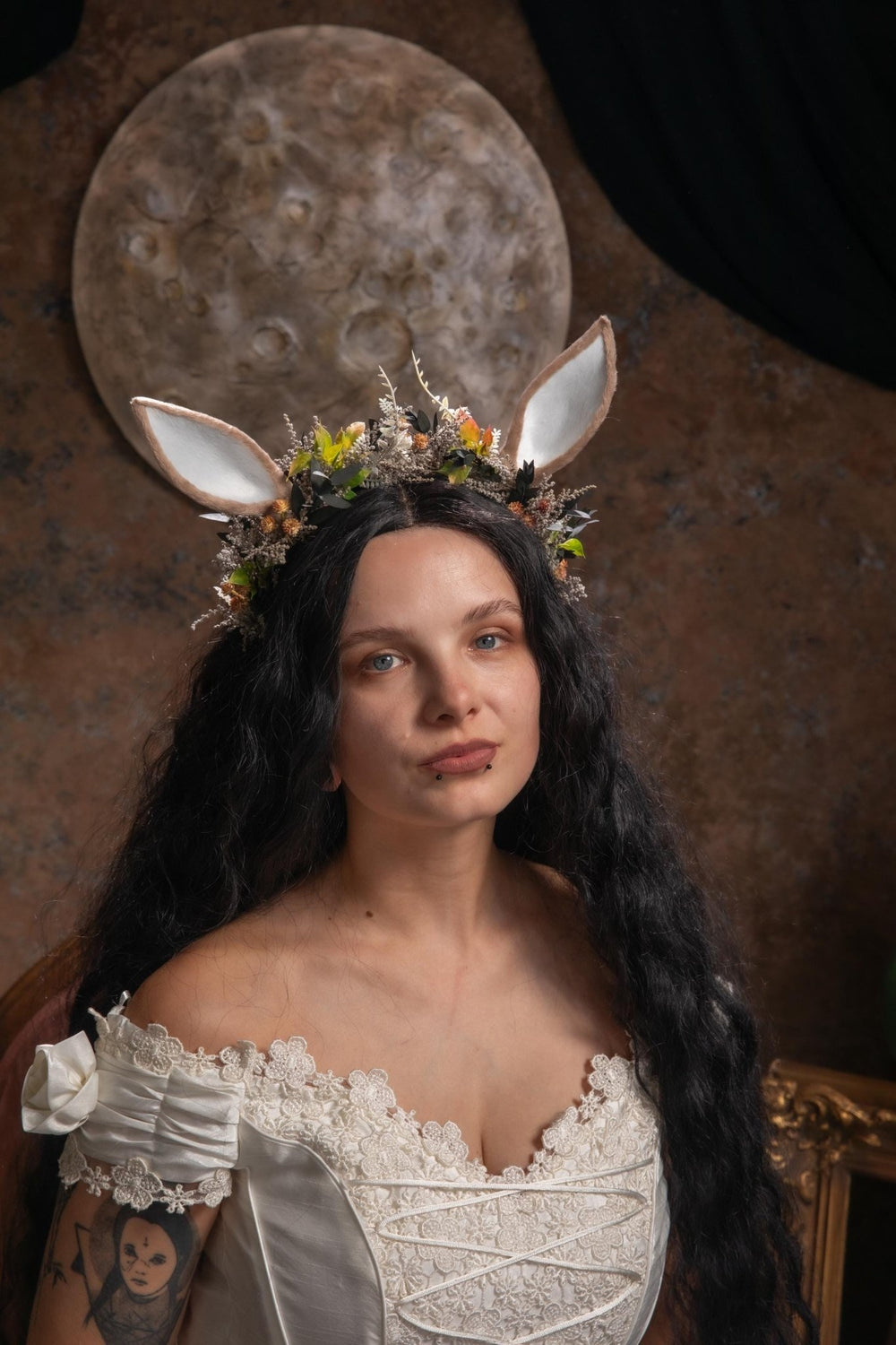 Woodland Deer Ears Headpiece: Fairytale Flower Crown, Cosplay Costume – handmade floral hair accessory by magaela