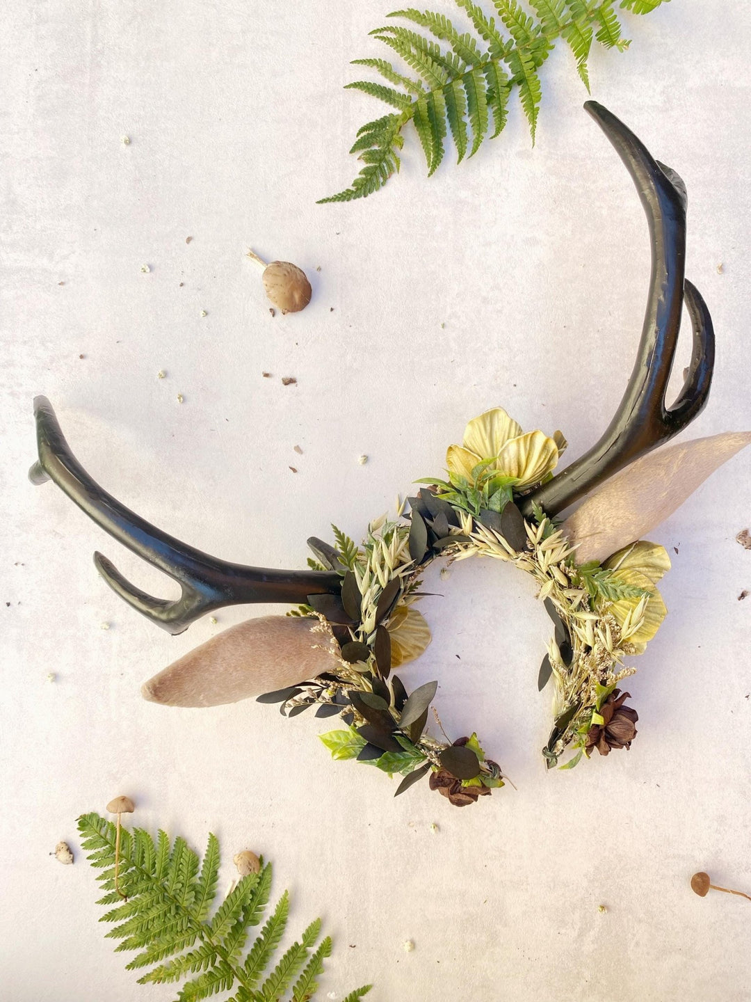 Fairytale Deer Antler Crown: Anemone Flower Headpiece, Pagan Fest Cosplay – handmade floral hair accessory by magaela