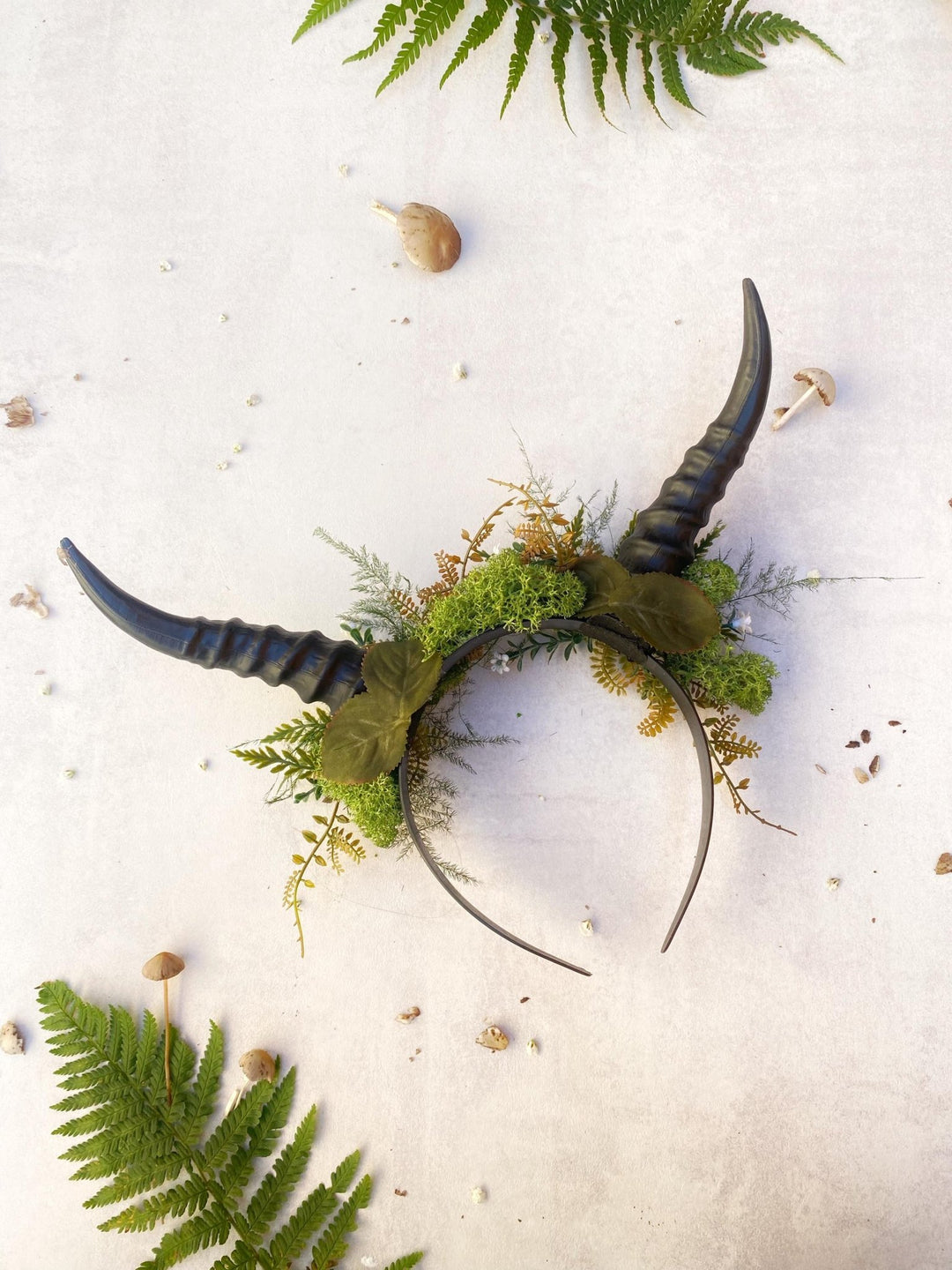 Woodland Horns Crown: Pagan Wiccan Headband, Fairycore Halloween – handmade floral hair accessory by magaela