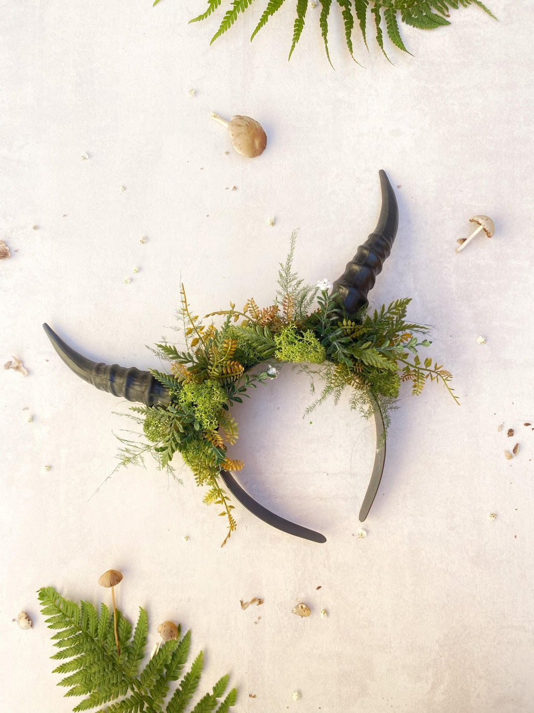 Woodland Horns Crown: Pagan Wiccan Headband, Fairycore Halloween – handmade floral hair accessory by magaela