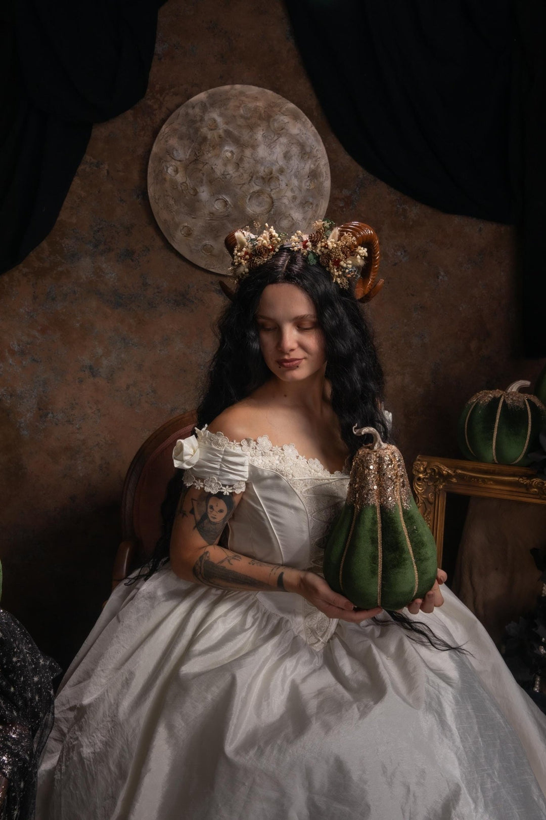 Woodland Horns Headband: Wicca Pagan Crown with Pine Cones – handmade floral hair accessory by magaela