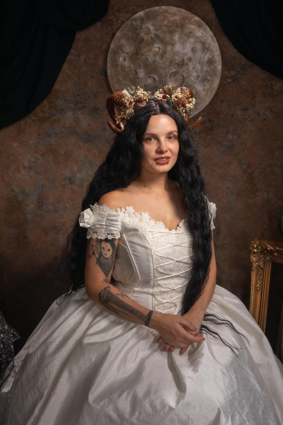 Woodland Horns Headband: Wicca Pagan Crown with Pine Cones – handmade floral hair accessory by magaela