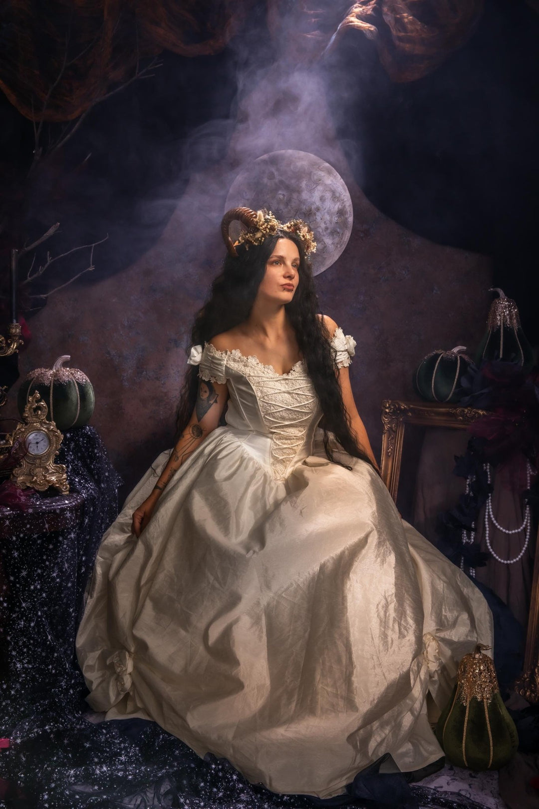 Woodland Horns Headband: Wicca Pagan Crown with Pine Cones – handmade floral hair accessory by magaela