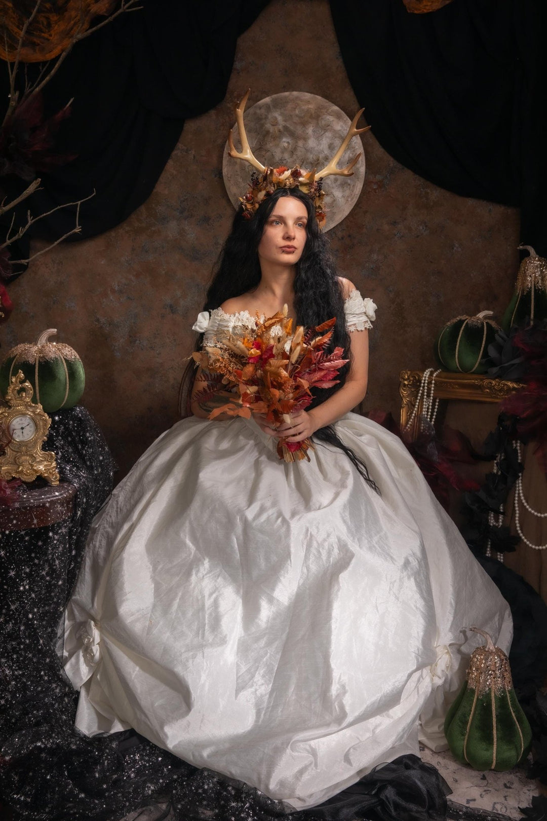 Woodland Antler Crown: Autumn Fairy Headpiece – handmade floral hair accessory by magaela