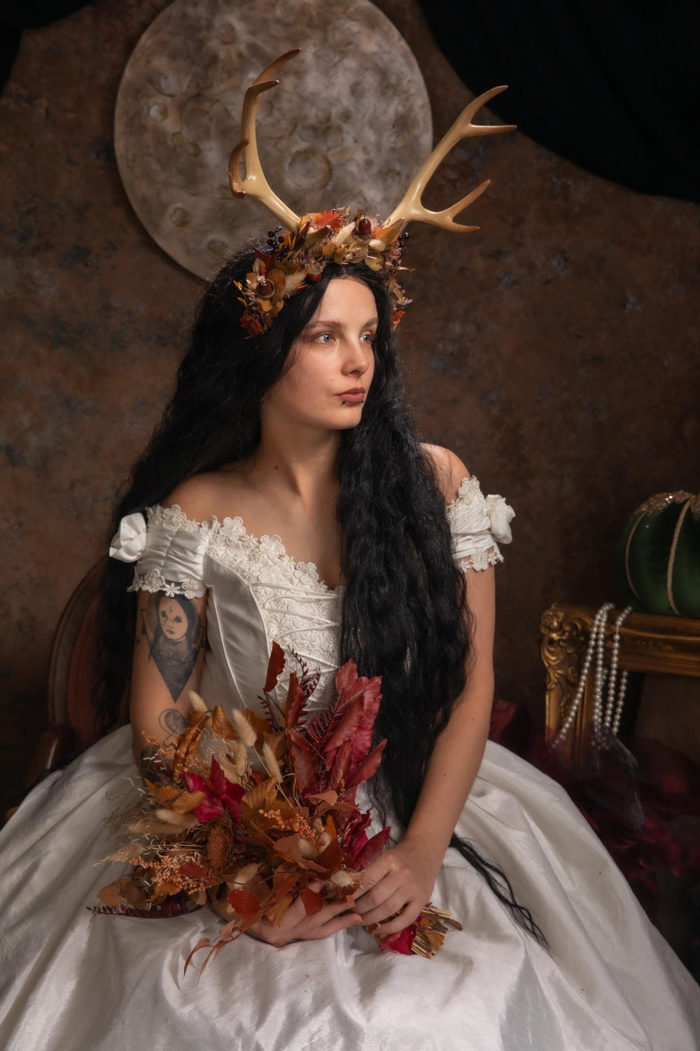 Woodland Antler Crown: Autumn Fairy Headpiece – handmade floral hair accessory by magaela