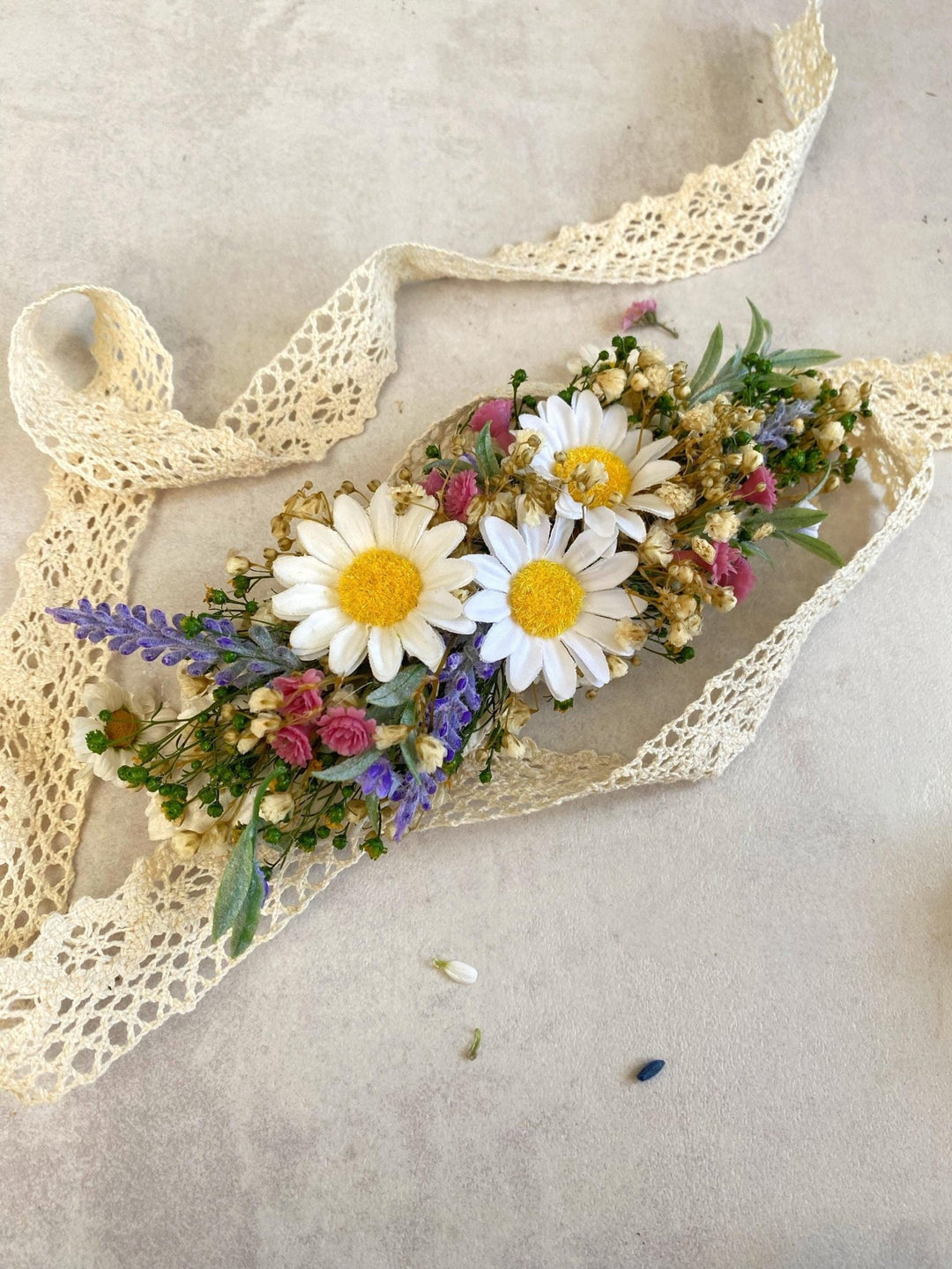 Floral Dog Collar: Lavender Daisy Flower Pet Collar - Wedding Accessory – handmade floral hair accessory by magaela