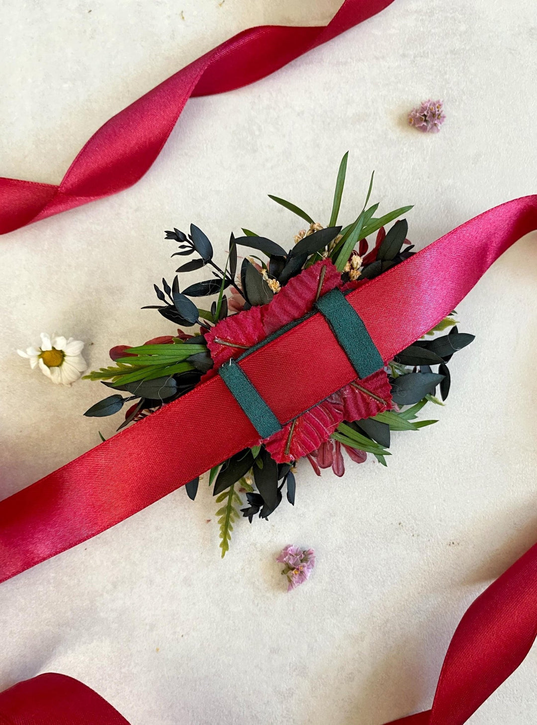 Floral Dog Collar: Burgundy Pink Wedding Flower Collar (S Size) – handmade floral hair accessory by magaela