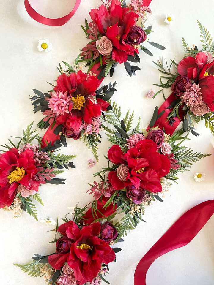 Floral Dog Collar: Burgundy Pink Wedding Flower Collar – handmade floral hair accessory by magaela