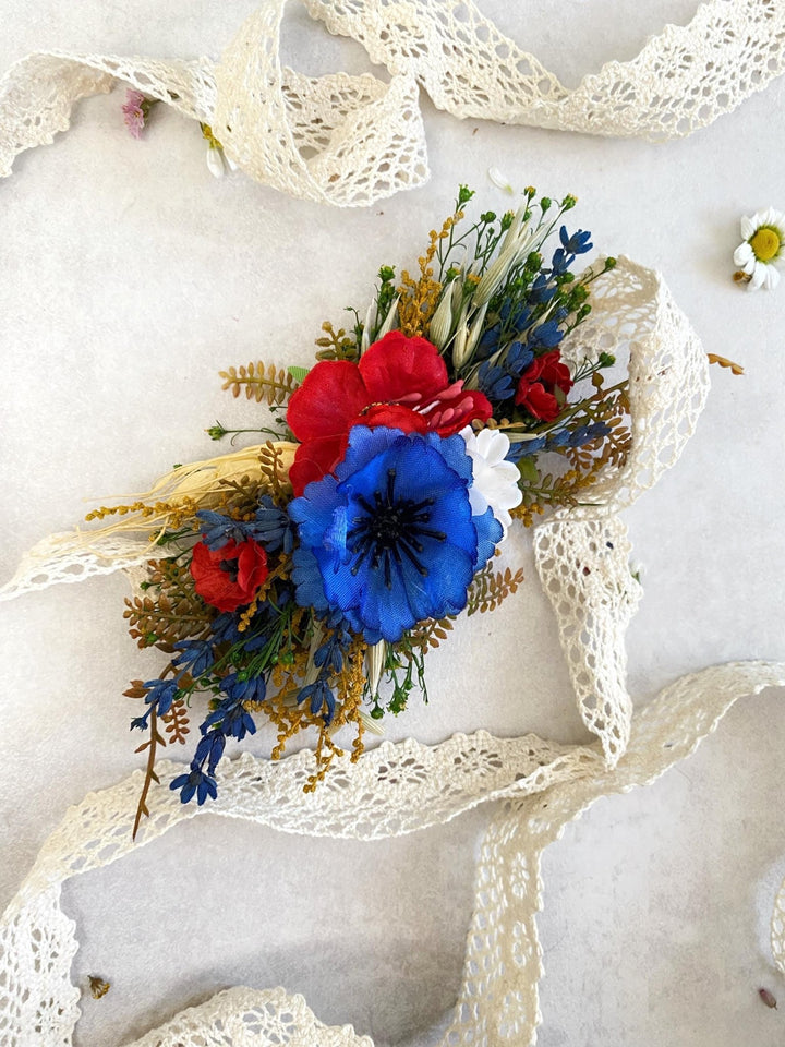 Floral Dog Collar: Poppy Meadow Design, Wedding Accessory (S Size) – handmade floral hair accessory by magaela