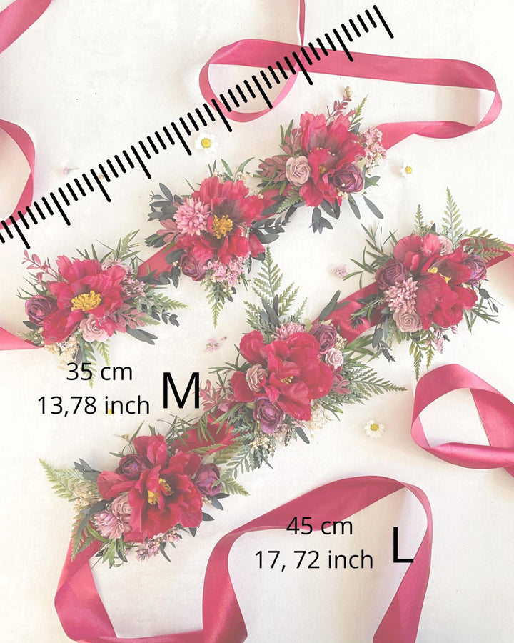 Floral Dog Collar: Burgundy Pink Wedding Flower Collar – handmade floral hair accessory by magaela