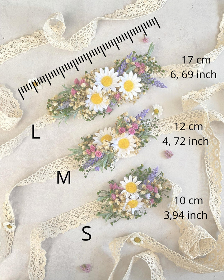 Floral Dog Collar with Lavender & Daisy - Wedding Pet Accessory (M Size) – handmade floral hair accessory by magaela