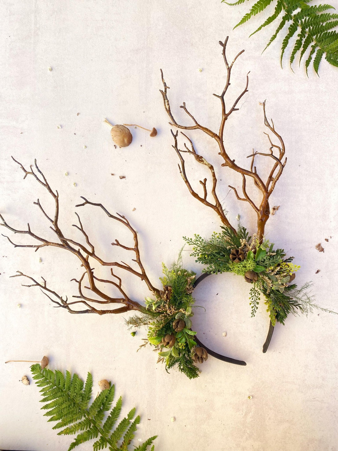 Woodland Antler Crown: Greenery Fairy Headband – handmade floral hair accessory by magaela