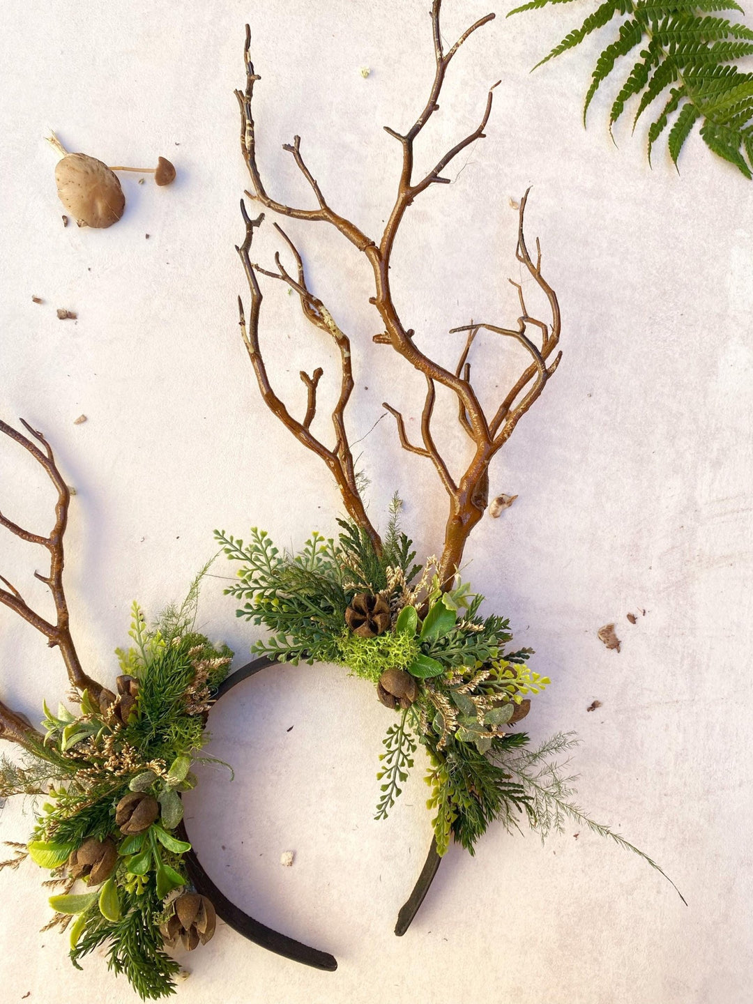 Woodland Antler Crown: Greenery Fairy Headband – handmade floral hair accessory by magaela