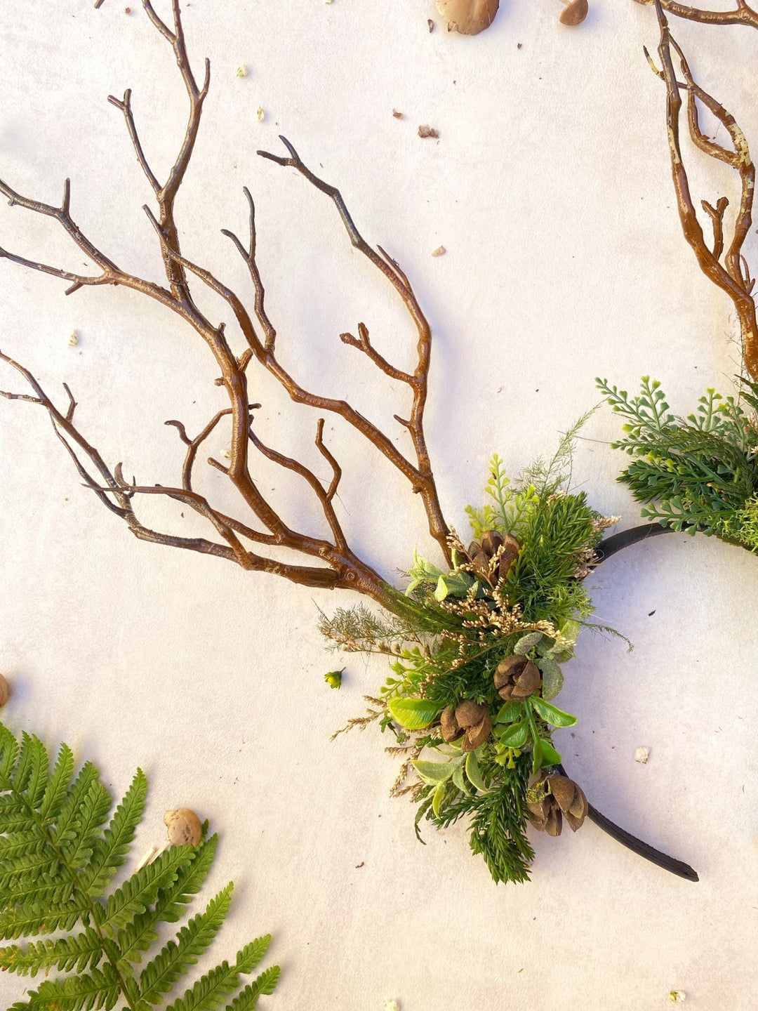 Woodland Antler Crown: Greenery Fairy Headband – handmade floral hair accessory by magaela