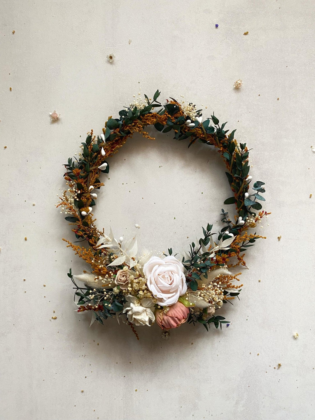 Rustic Wedding Flower Crown with Hair Comb In Earthy tones – handmade floral hair accessory by magaela