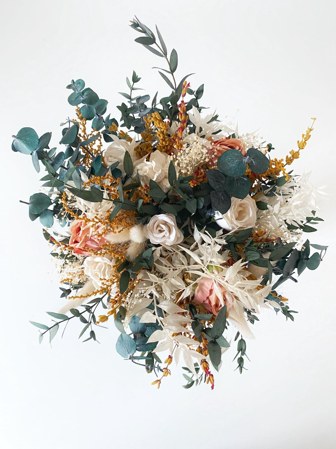 Earthy tones Bridal Bouquet: Rustic Autumn Boho Wedding – handmade floral hair accessory by magaela