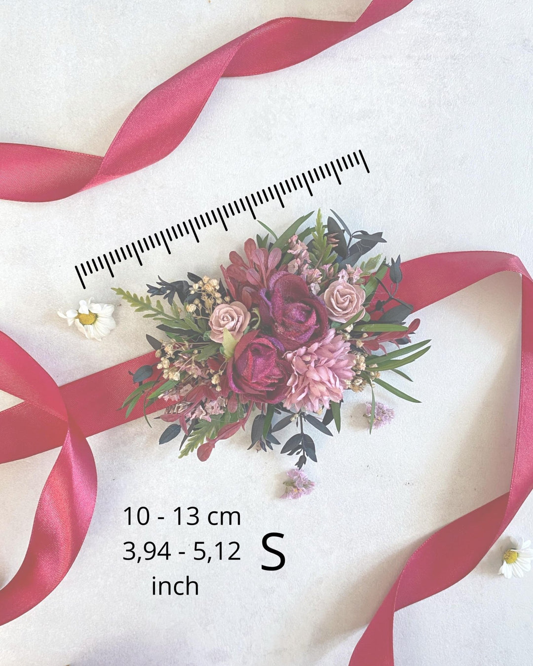 Floral Dog Collar: Burgundy Pink Wedding Flower Collar (S Size) – handmade floral hair accessory by magaela