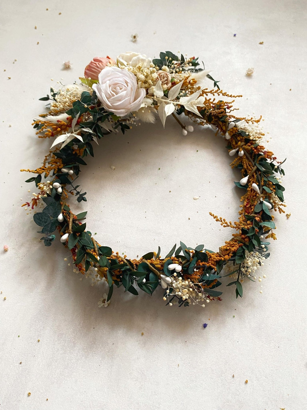 Rustic Wedding Flower Crown with Hair Comb In Earthy tones – handmade floral hair accessory by magaela