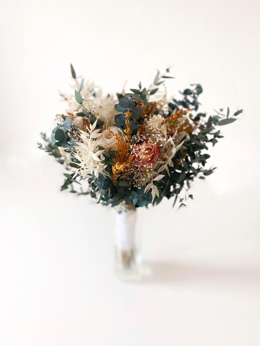 Earthy tones Bridal Bouquet: Rustic Autumn Boho Wedding – handmade floral hair accessory by magaela
