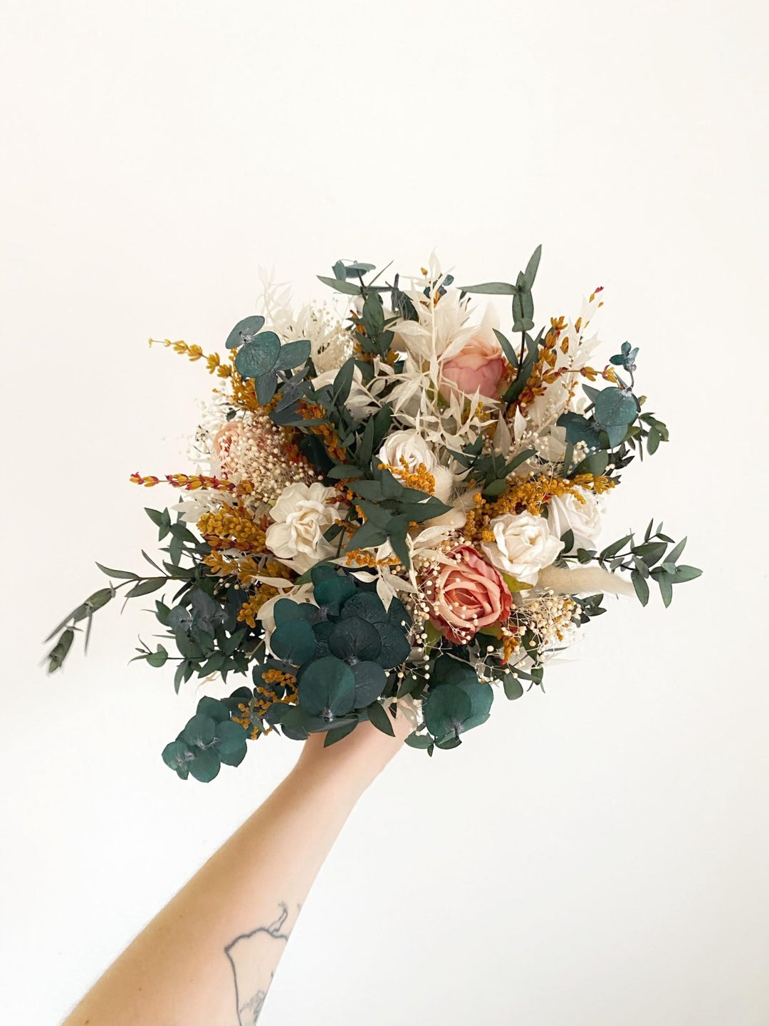 Earthy tones Bridal Bouquet: Rustic Autumn Boho Wedding – handmade floral hair accessory by magaela