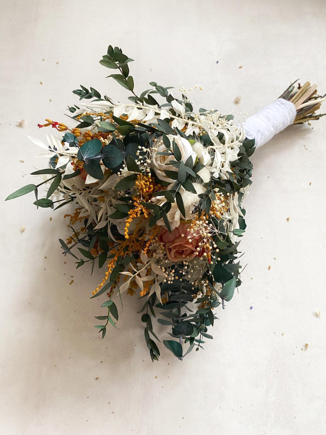 Earthy tones Bridal Bouquet: Rustic Autumn Boho Wedding – handmade floral hair accessory by magaela