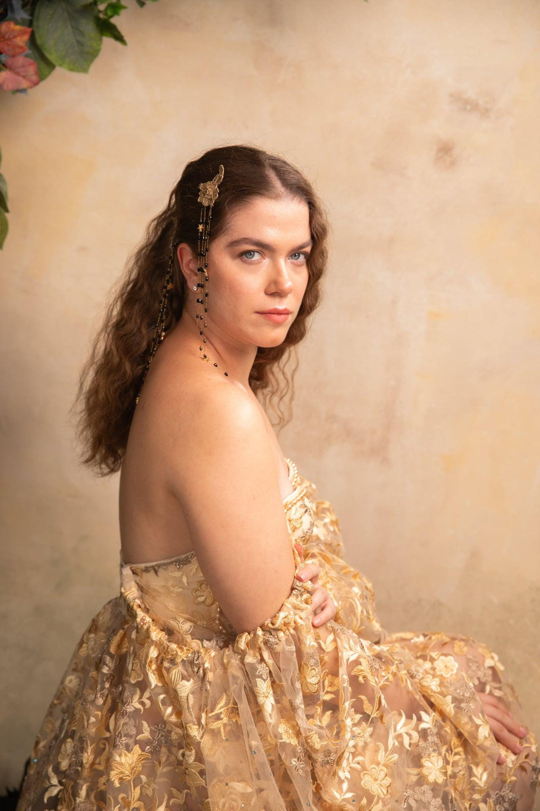 Glam Flower Hair Clip: Beaded Lace Chain, Elegant Wedding Hair Accessory – handmade floral hair accessory by magaela