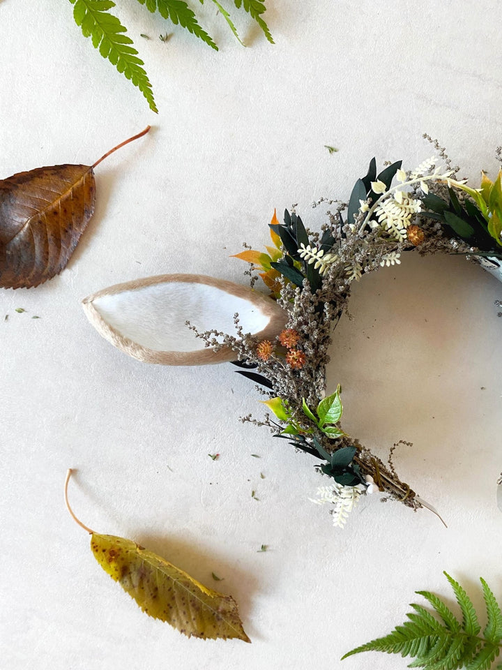 Woodland Deer Ears Headpiece: Fairytale Flower Crown, Cosplay Costume – handmade floral hair accessory by magaela