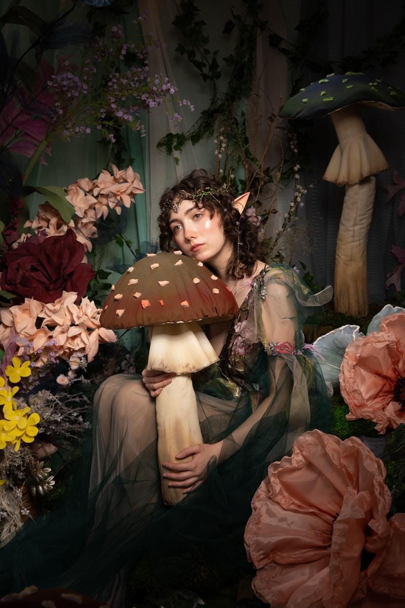 Woodland Wedding Tiara – Green Gold Elven Crown – handmade floral hair accessory by magaela