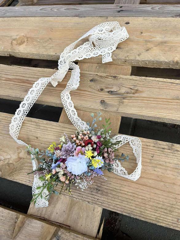 Floral Wedding Hair Wreath & Comb Set – Pastel Flower Crown, Fairy Bridal Hairpiece – handmade floral hair accessory by magaela